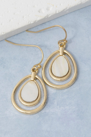 Mother Of Pearl Layered Teardrop Earrings