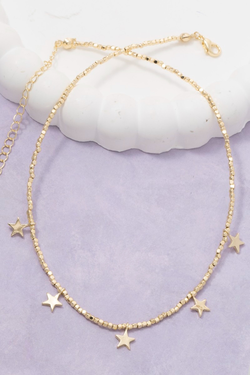 Beaded Chain Star Station Necklace