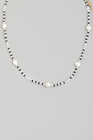 Dainty Beaded Pearl Accent Necklace