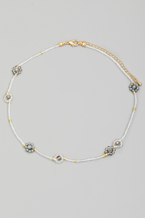 Flower Glass Bead Necklace