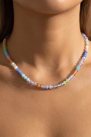 Mixed Glass Beaded Strand Necklace