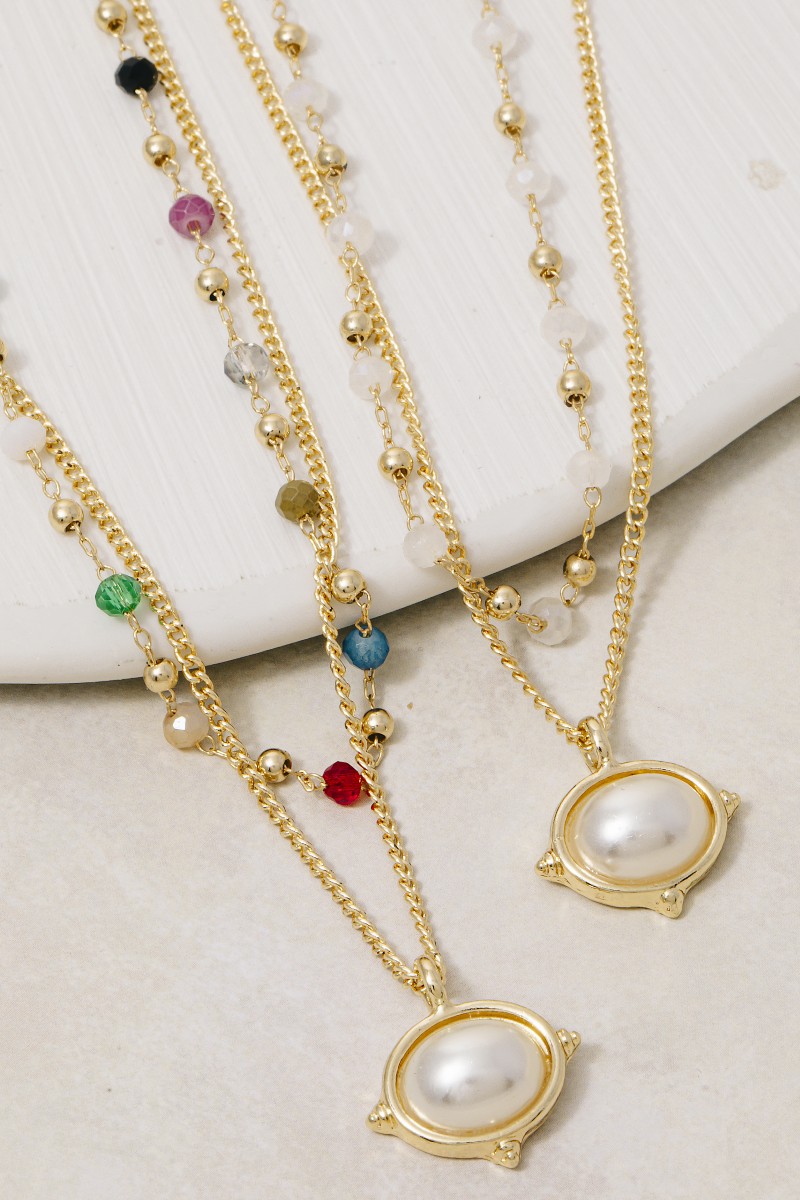 Pearl Pendant And Mini Beads Layered Necklace