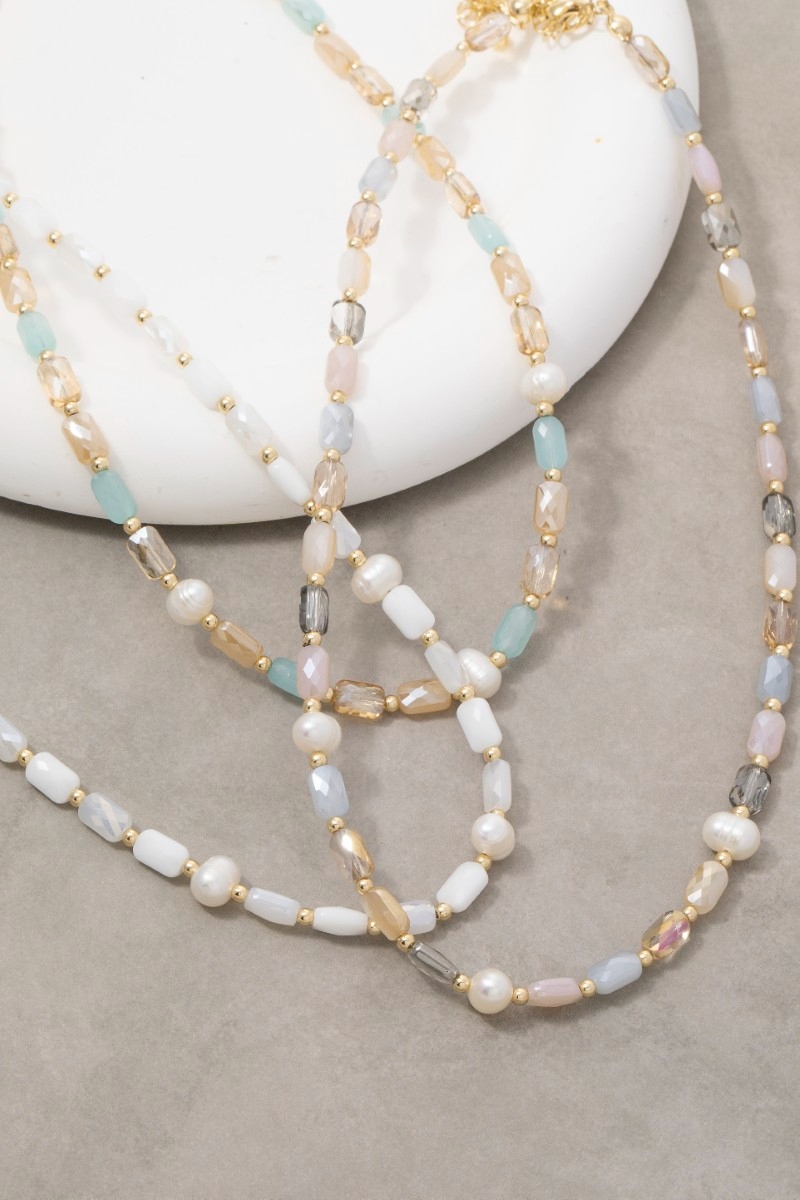 Faceted Rectangle Beads Chain Necklace