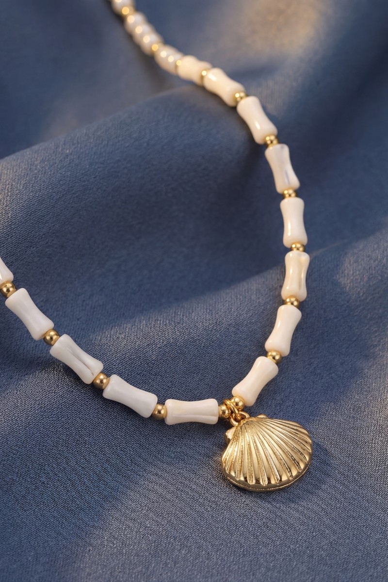 Sea Shell Charm Mother Of Pearl Mixed Beaded Necklace