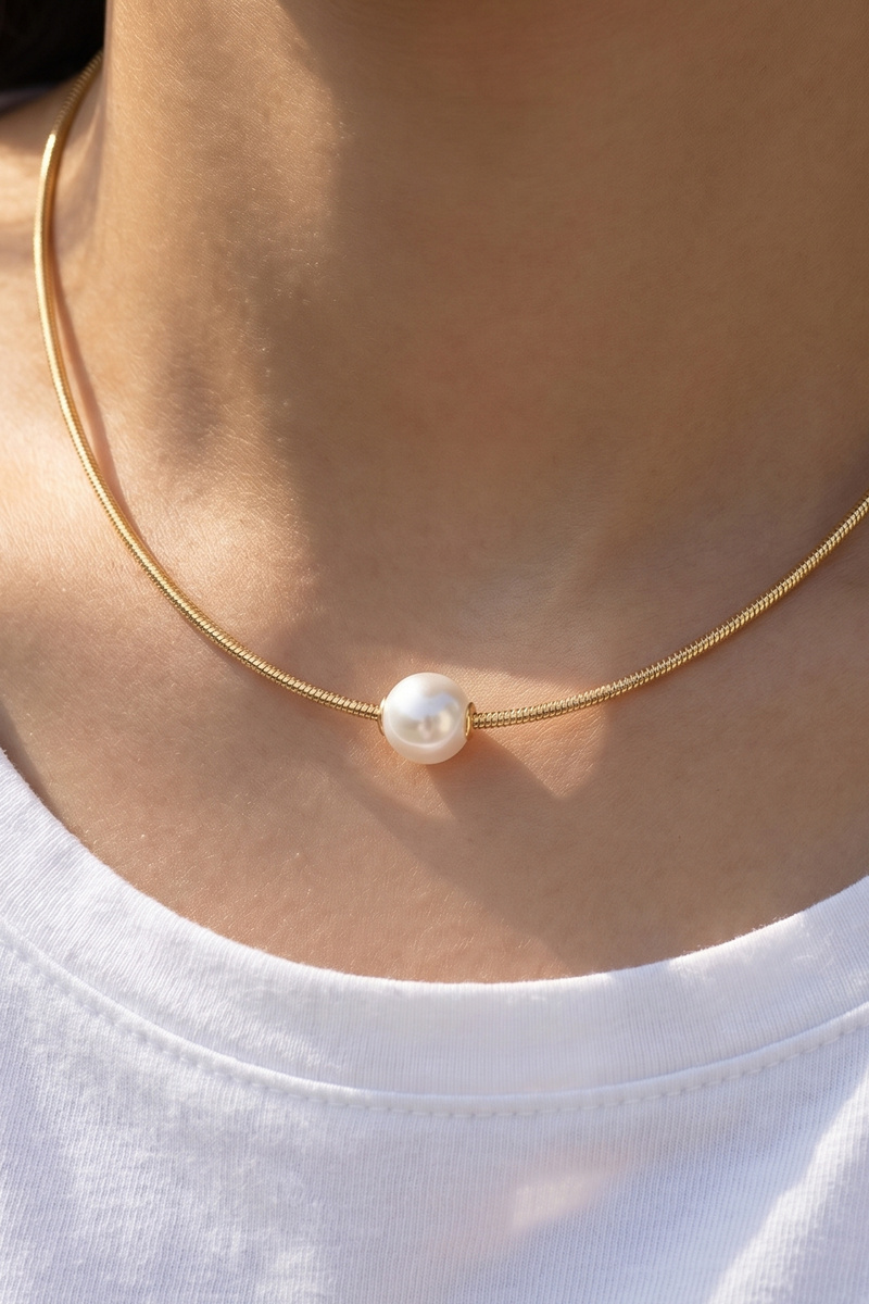Pearl Slider Snake Chain Necklace