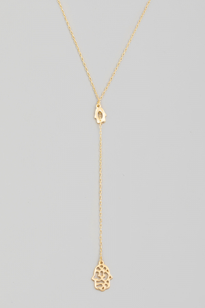 Abstract Hamsa Hand Charms Lariat Necklace