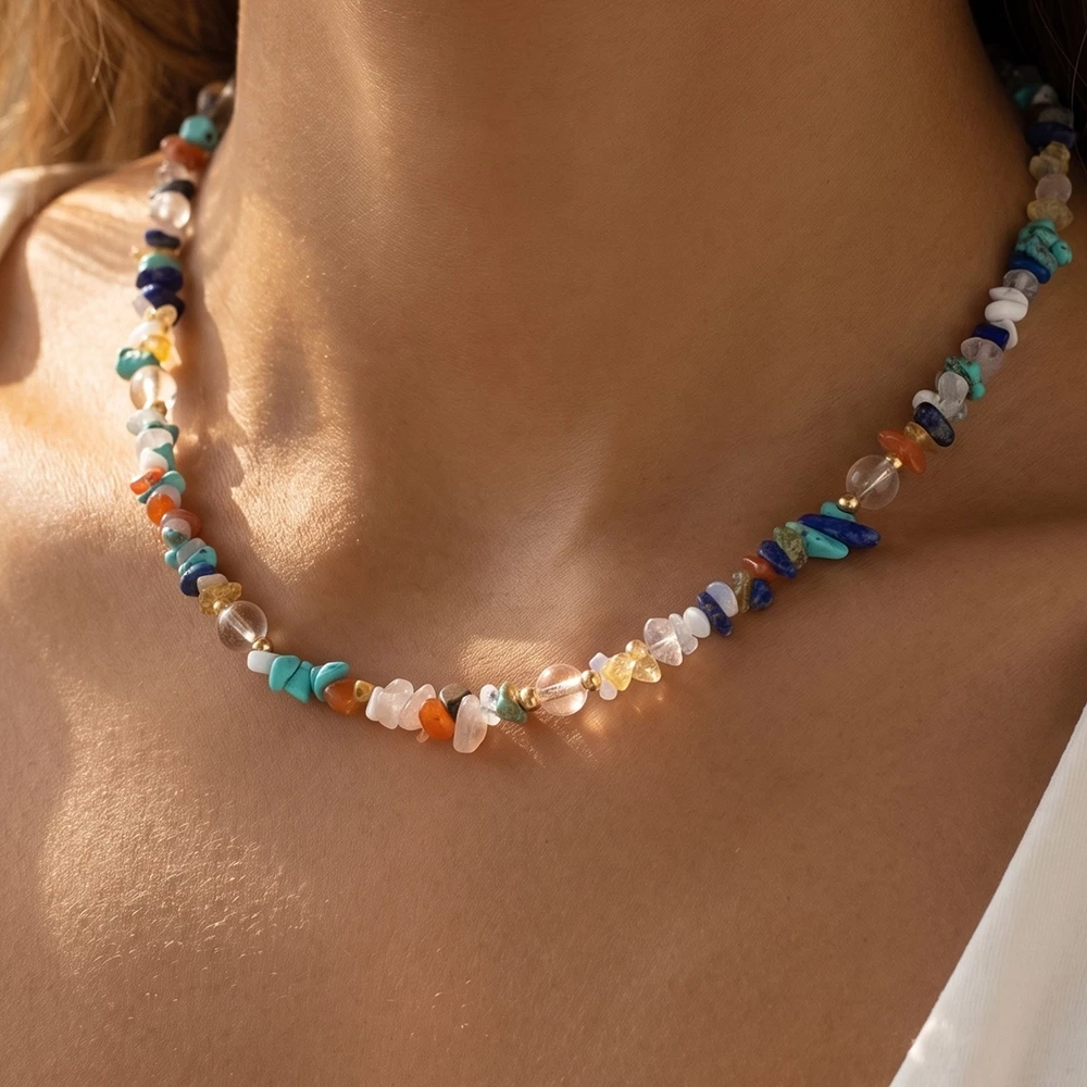Pebble Stone Beaded Necklace