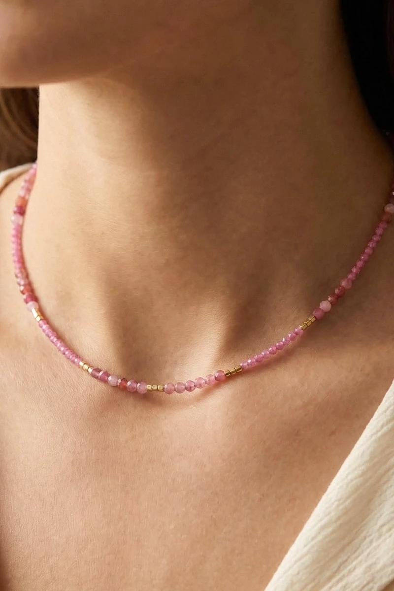 Mixed Semi Precious Faceted Stone Beaded Necklace