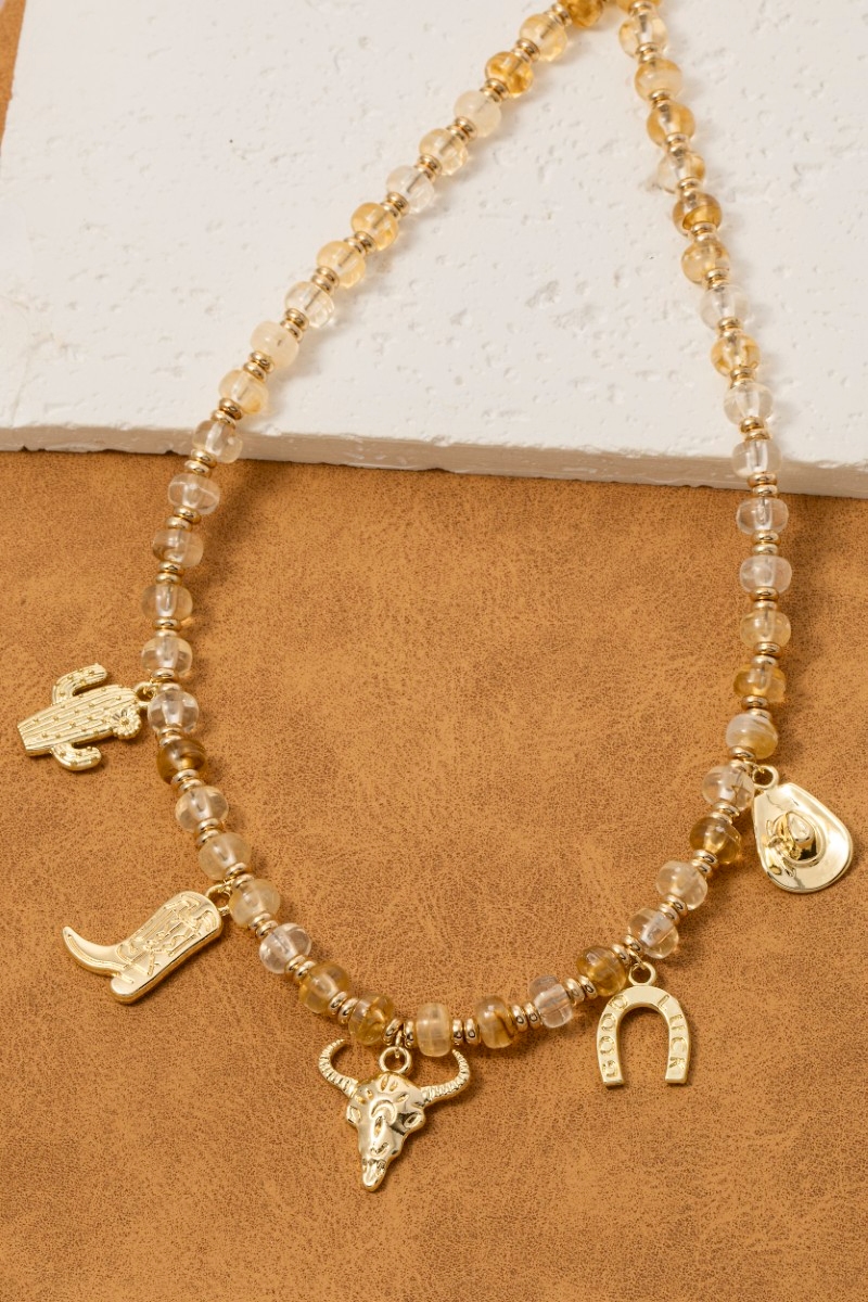 Western Cowboy Charms Beaded Necklace