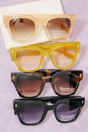 Bold Square Sunglasses With Metal Corner Detail