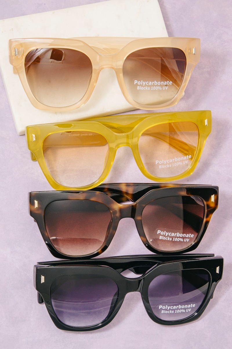 Bold Square Sunglasses With Metal Corner Detail