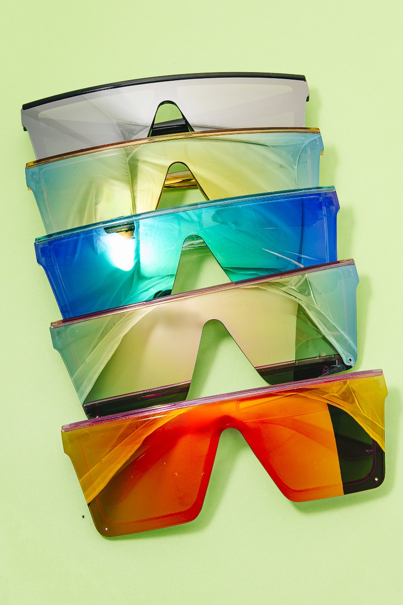 Large Square Shield Lens Sunglasses Set