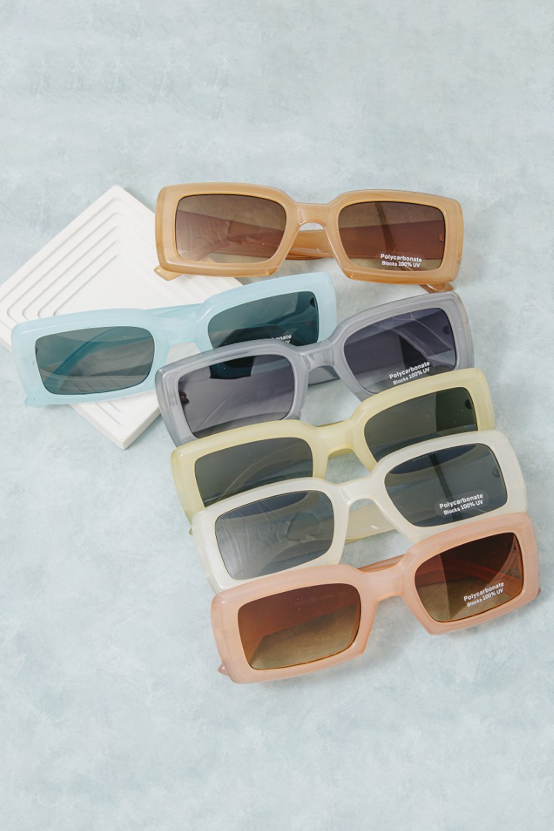 Thick Acetate Frame Rectangle Sunglasses Set