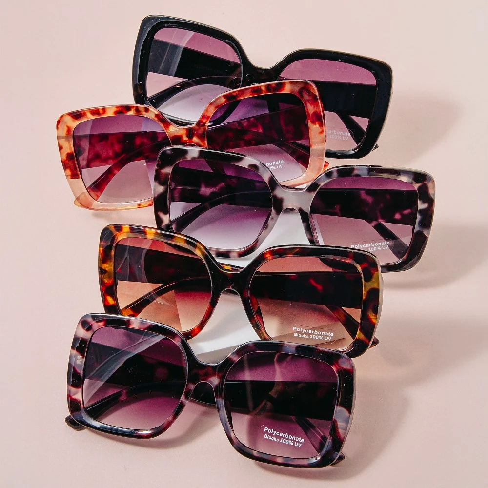 Tortoise Acetate Square Sunglasses Set