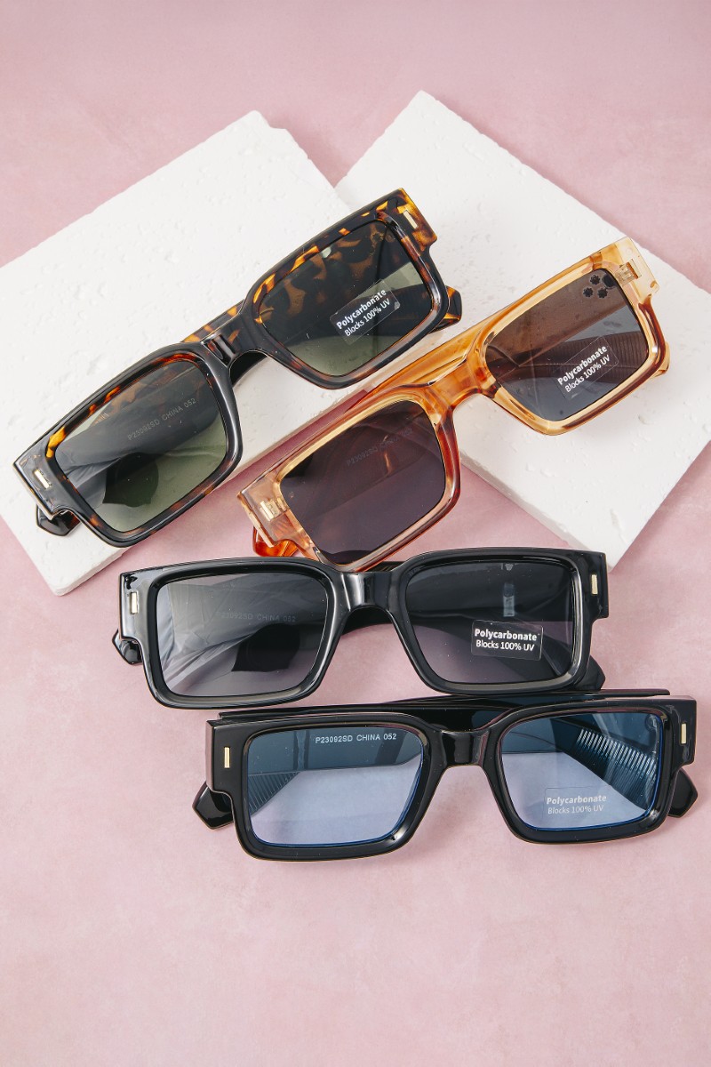 Retro Rectangular Frame Sunglasses Set