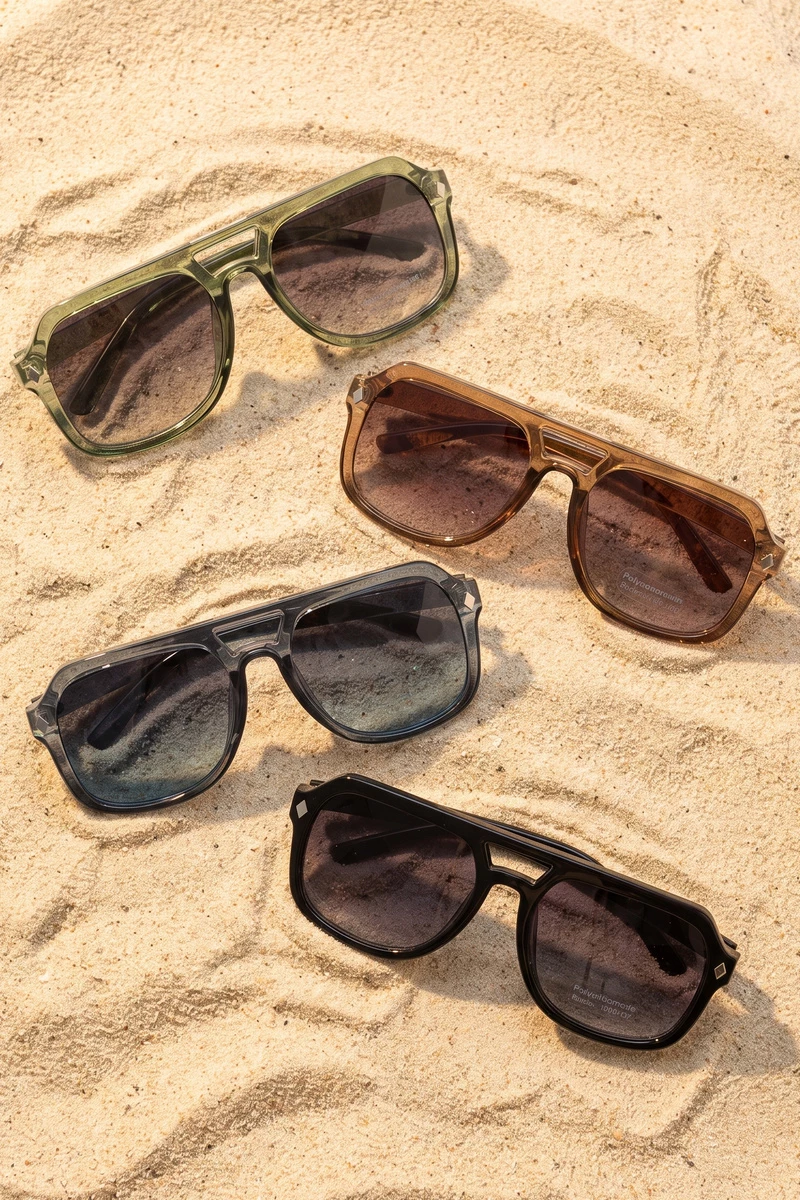 Square Navigator Double Bridge Sunglasses