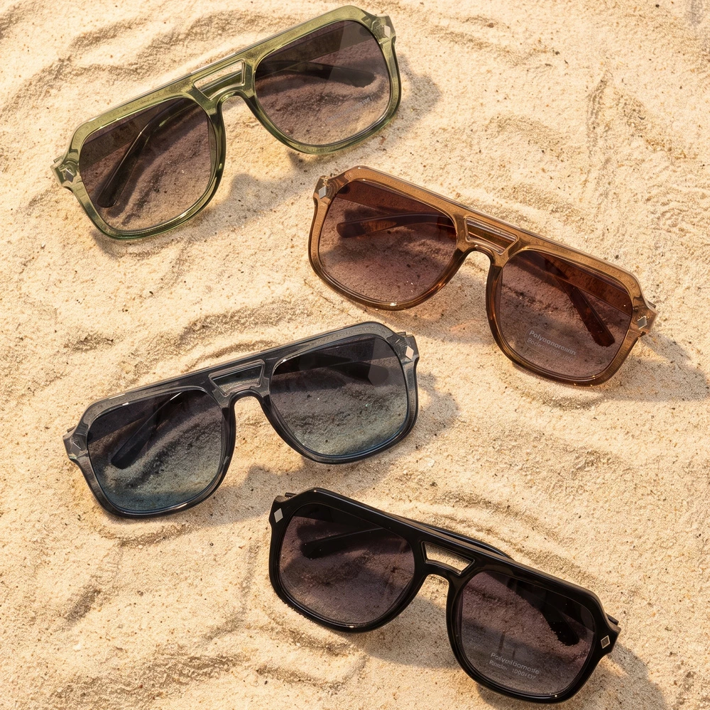 Square Navigator Double Bridge Sunglasses