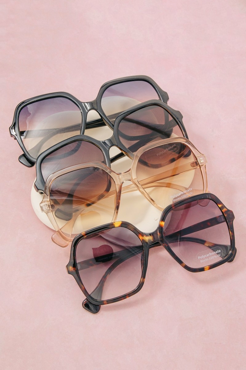 Oversized Acetate Fashion Frame Sunglasses Set