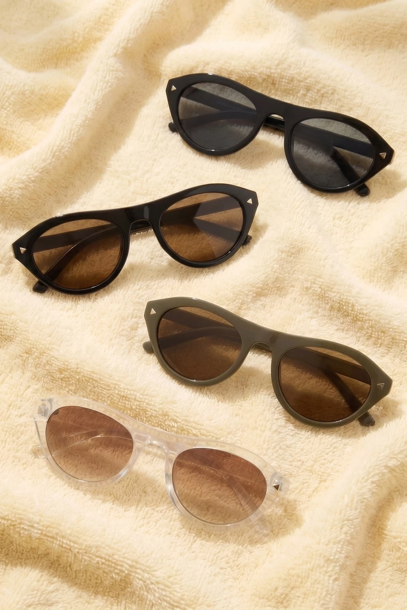 Stud Accent Slim Cat Eye Sunglasses
