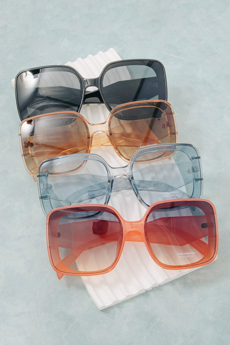 Acetate Square Frame Sunglasses Set