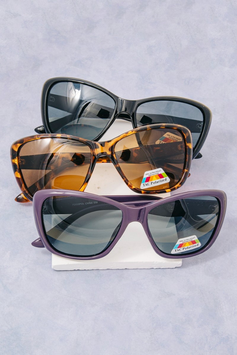Tac Polarized Curved Wrap Frame Sunglasses