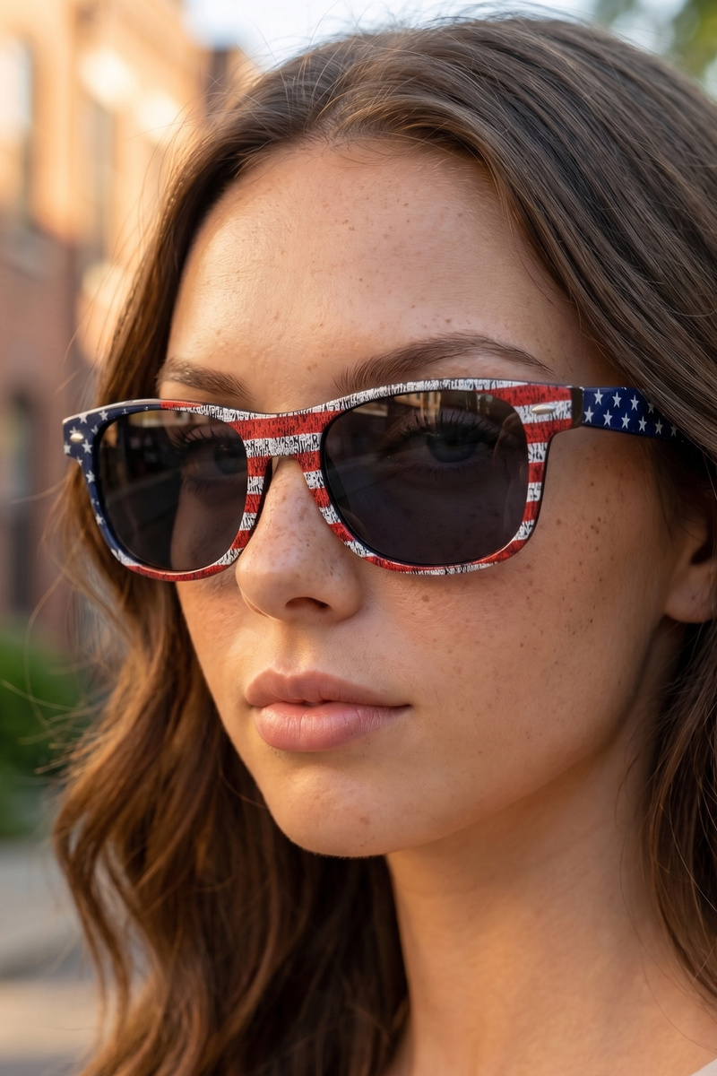 Patriotic American Flag Frame Sunglasses