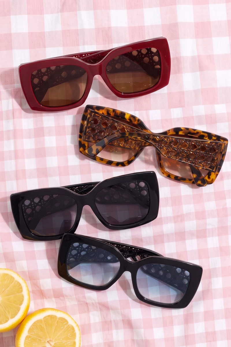 Lattice Cutout Oversized Square Sunglasses