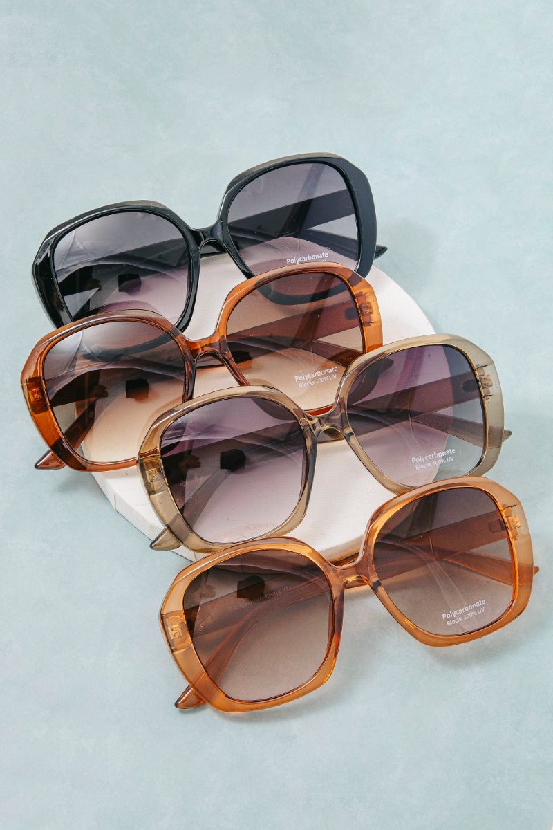 Large Gradient Round Lens Sunglasses Set
