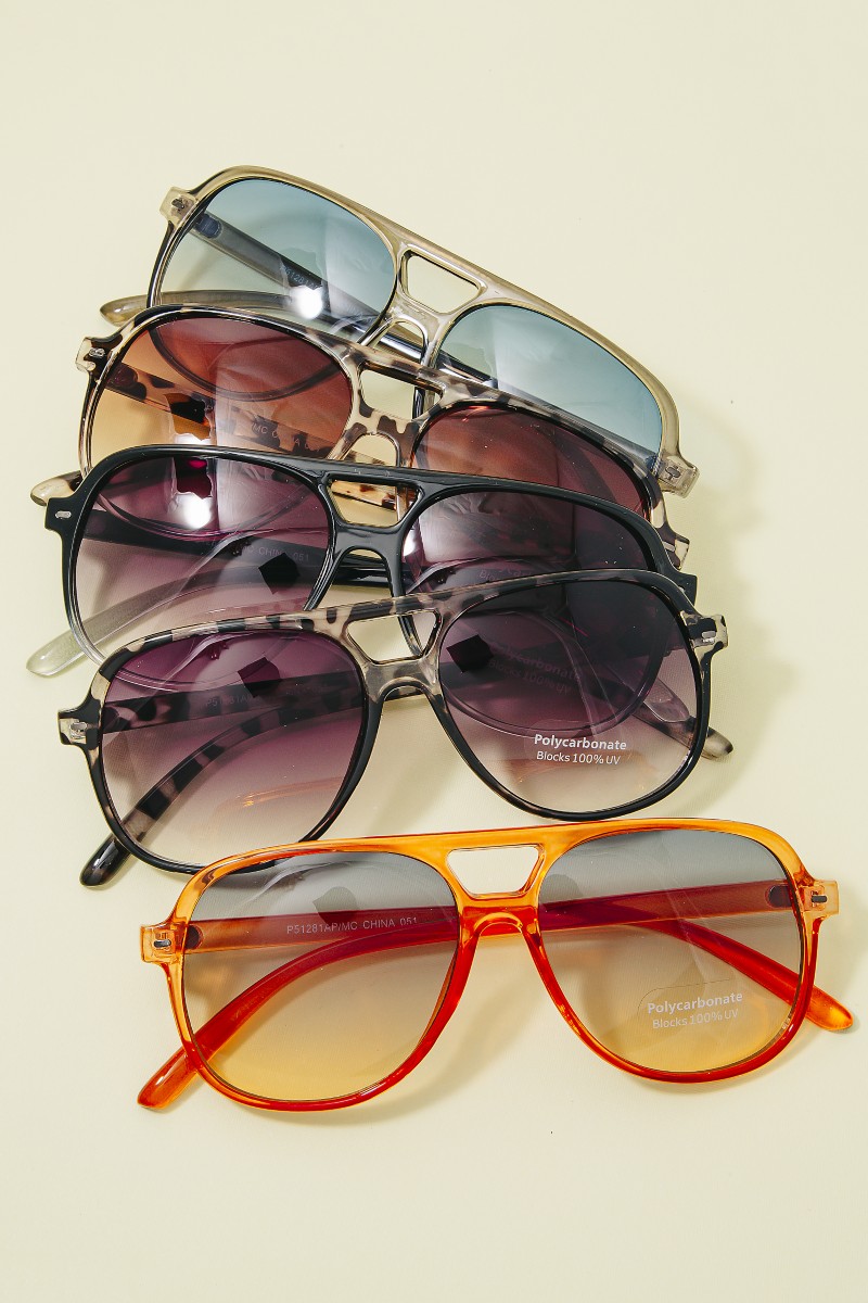 Vintage Style Gradient Aviator Sunglasses Set