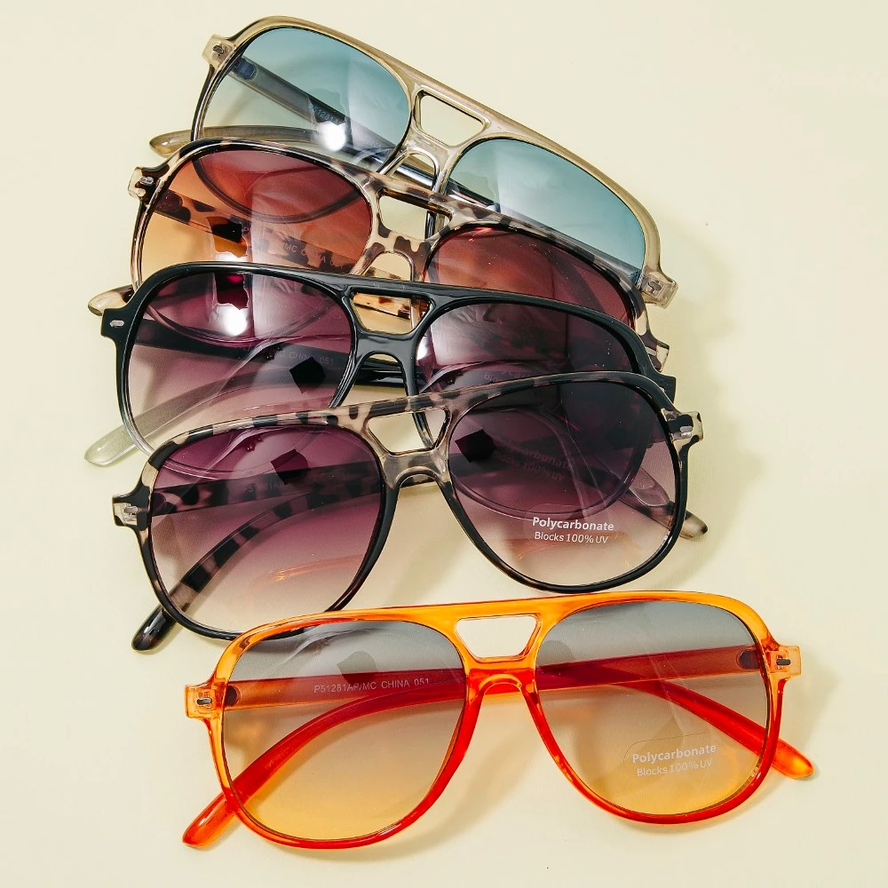 Vintage Style Gradient Aviator Sunglasses Set