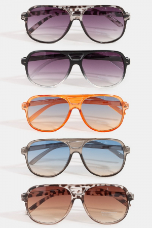 Vintage Style Gradient Aviator Sunglasses Set