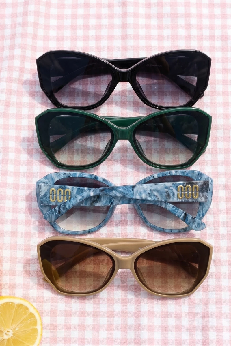 Faceted Oversized Cat Eye Sunglasses