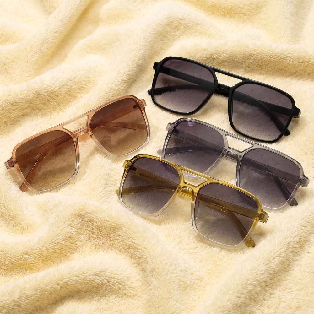 Double Bridge Square Aviator Sunglasses