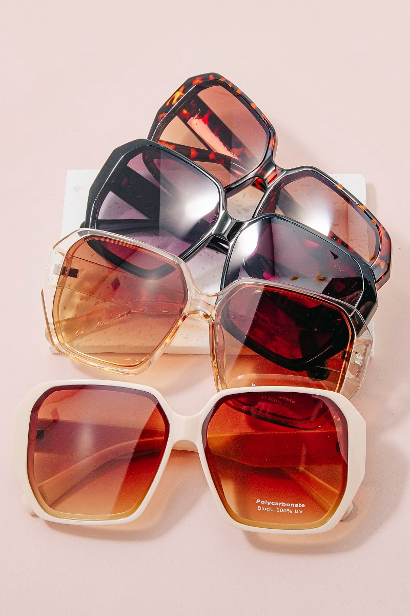 Oversized Square Lens Sunglasses Set