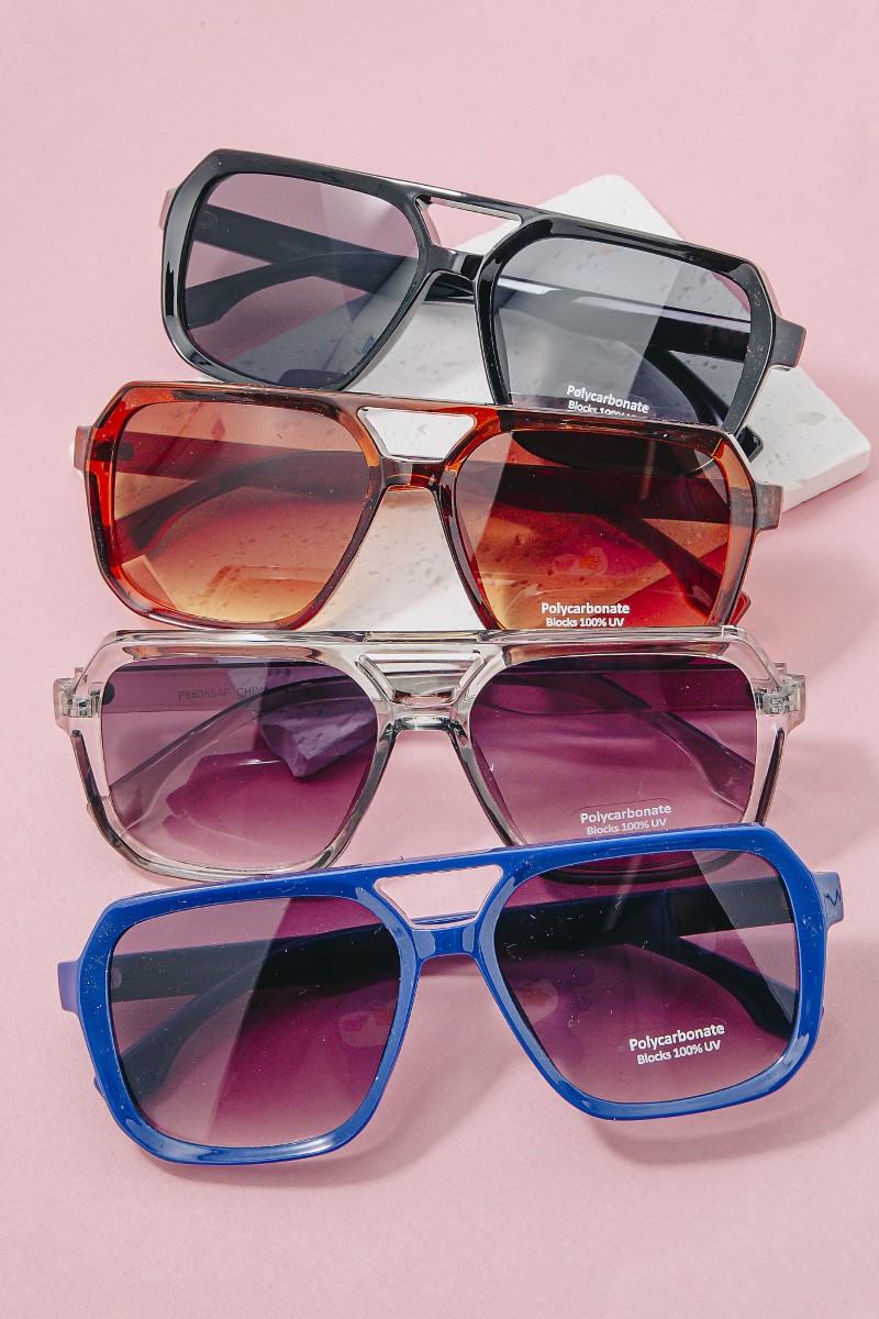 Tortoise Squared Aviator Frame Sunglasses Set