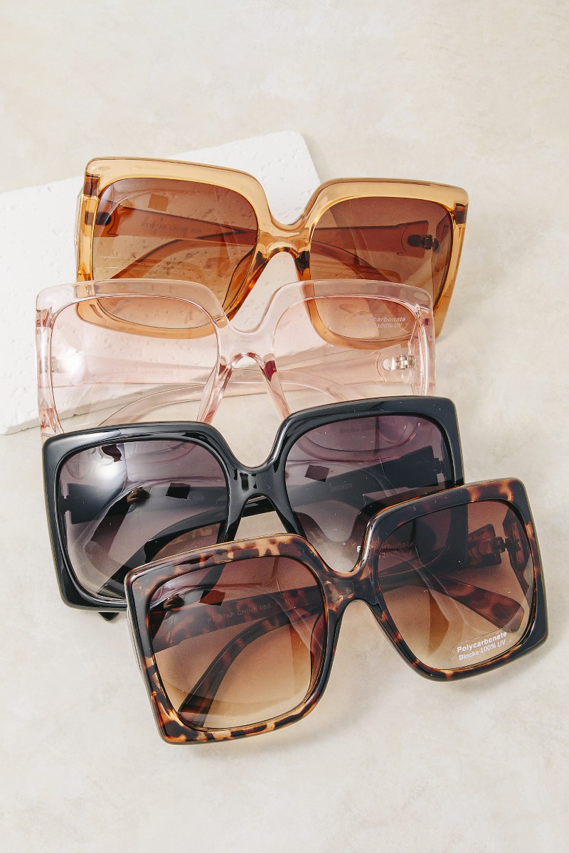 Thick Acetate Frame Square Sunglasses Set