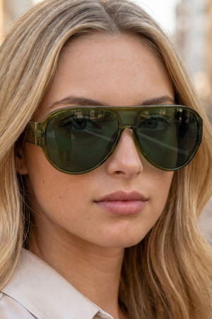 Oversized Aviator Shield Lens Color Block Sunglasses