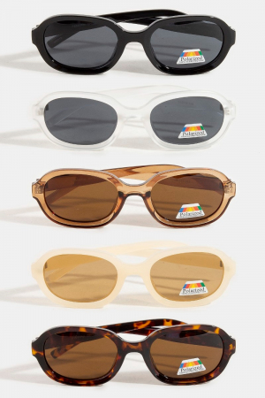 Simple Oval Frame Sunglasses Set