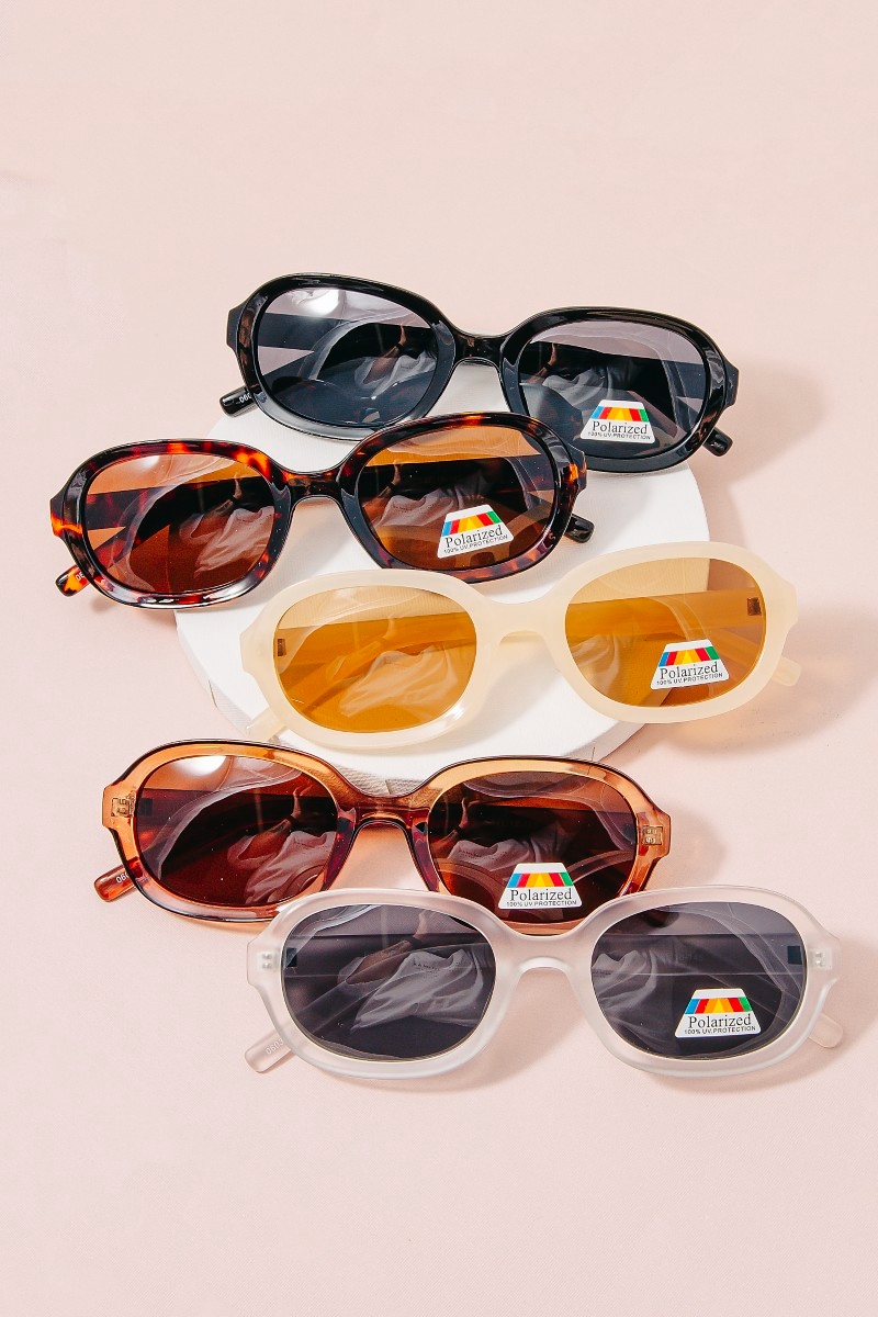 Simple Oval Frame Sunglasses Set