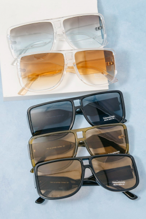 Oversized Flat Top Square Aviator Sunglasses With Brow Bar