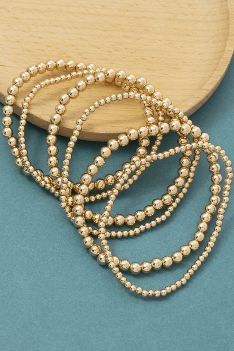 Mixed Mini Metallic Beaded Bracelet 7 Set