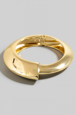 Abstract Wide Metallic Hinge Bangle Bracelet