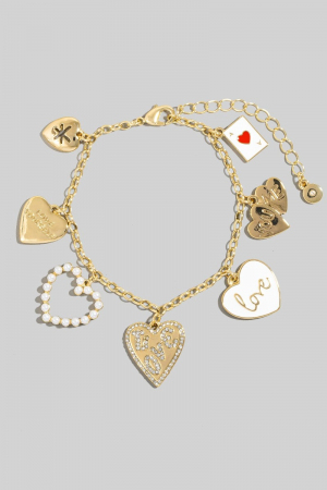 Assorted Multi Heart Charm Chain Bracelet