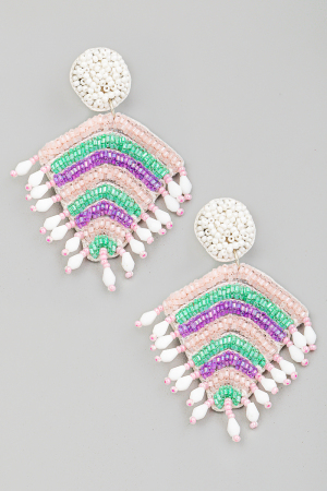 Striped Bead Statement Earrings