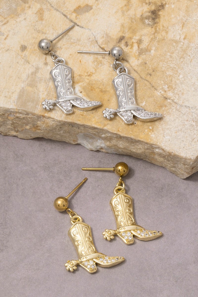 Cowboy Boot Charm Drop Earrings