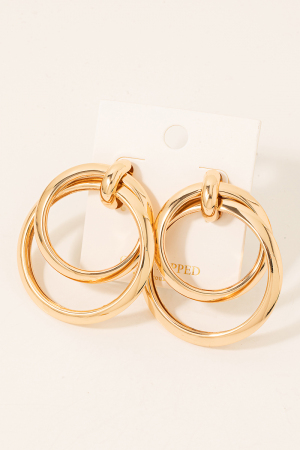 Gold Dipped Layered Hoop Dangle Earrings