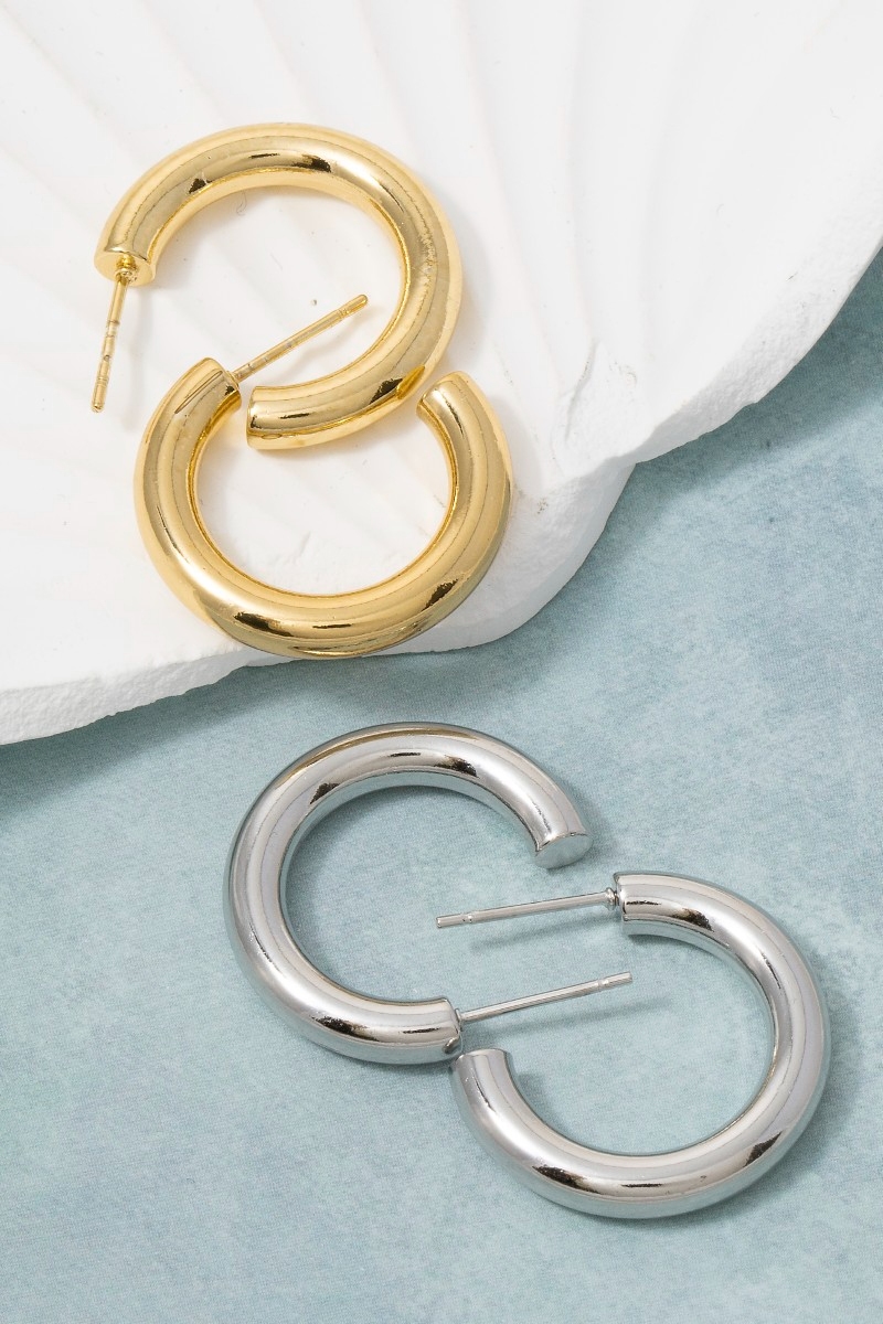 Stainless Steel Small Tube Hoop Earrings