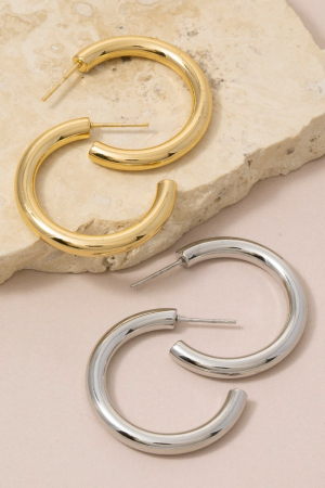 Stainless Steel Tube Hoop Earrings
