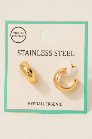 Stainless Steel Small Rounded Hoop Earrings