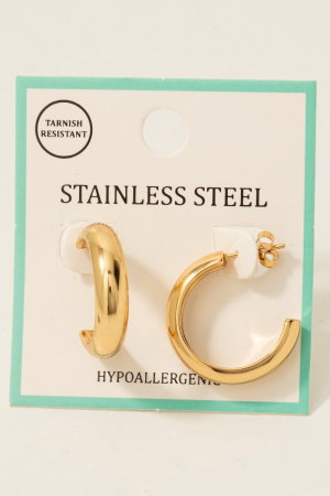 Stainless Steel Rounded Hoop Earrings